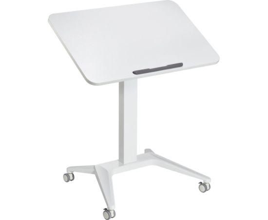 Maclean MC-453 W Mobile Laptop Desk with Pneumatic Height Adjustment, Laptop Table with Wheels, 80 x 52 cm, Max. 8 kg, Height Adjustable Max. 109 cm (White)