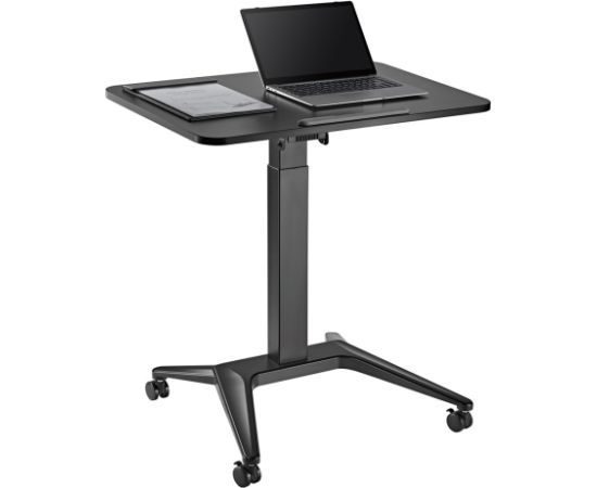 Maclean MC-453 B Mobile Laptop Desk with Pneumatic Height Adjustment, Laptop Table with Wheels, 80 x 52 cm, Max. 8 kg, Height Adjustable Max. 109 cm (Black)