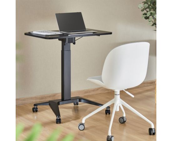 Maclean MC-453 B Mobile Laptop Desk with Pneumatic Height Adjustment, Laptop Table with Wheels, 80 x 52 cm, Max. 8 kg, Height Adjustable Max. 109 cm (Black)