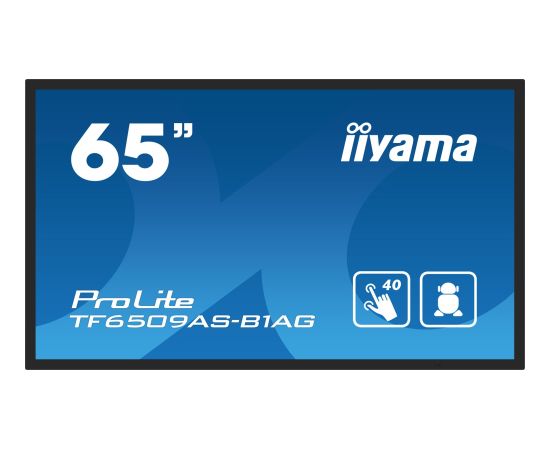 Monitor iiyama iiyama TF6539AS-B1AG signage display Płaski panel Digital Signage 163,8 cm (64.5") LED 500 cd/m 4K Ultra HD Czarny Ekran dotykowy Procesor wbudowany Android 24/7