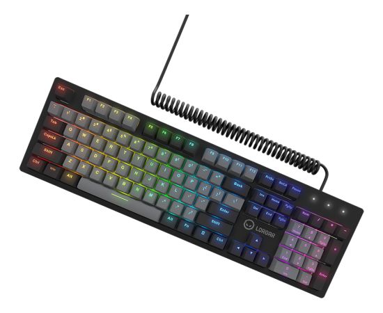 LORGAR Azar 514, Wired mechanical gaming keyboard, RGB backlight, 1680000 colour variations, 18 modes, keys number: 104, 50M clicks, linear dream switches, spring cable up to 3.4m, ABS plastic+metal, magnetic cover, 450*136*39mm, 1.17kg, black, EN layout