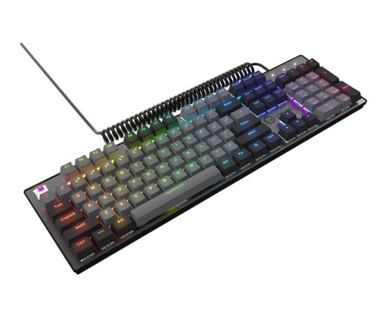 LORGAR Azar 514, Wired mechanical gaming keyboard, RGB backlight, 1680000 colour variations, 18 modes, keys number: 104, 50M clicks, linear dream switches, spring cable up to 3.4m, ABS plastic+metal, magnetic cover, 450*136*39mm, 1.17kg, black, EN layout