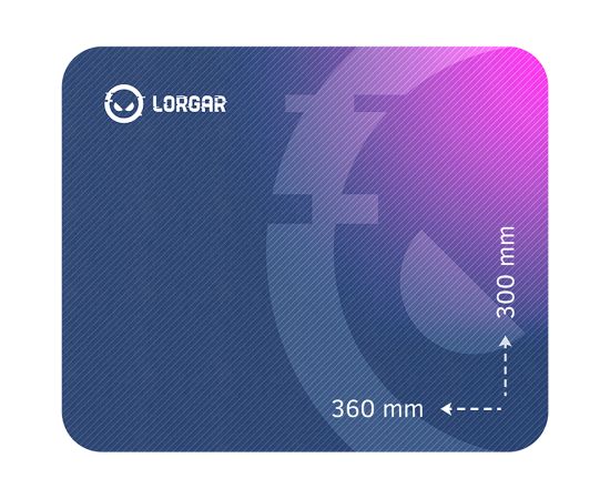 Lorgar Main 133, Gaming mouse pad, High-speed surface, Purple anti-slip rubber base, size: 360mm x 300mm x 3mm, weight 0.2kg