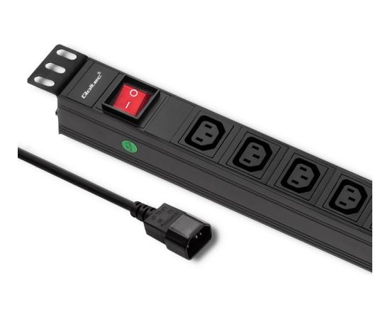 Qoltec 53998 Power strip for RACK 19" | 1U | 10A | PDU | 8xIEC C13 | 2m