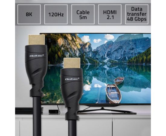 Qoltec 50353 HDMI v2.1 Cable Ultra high speed 8K | 60Hz | 26AWG | GOLD | 5m