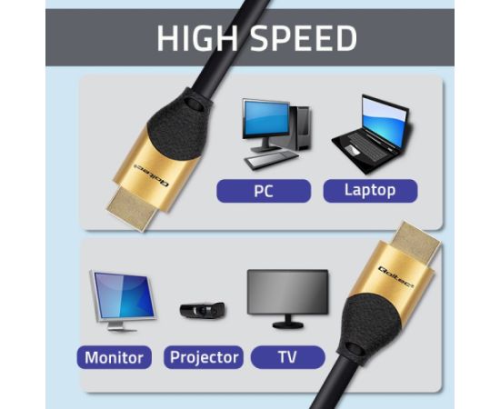 Qoltec 50357 HDMI v2.1 Cable Ultra high speed 8K | 60Hz | 26AWG | GOLD | 5m