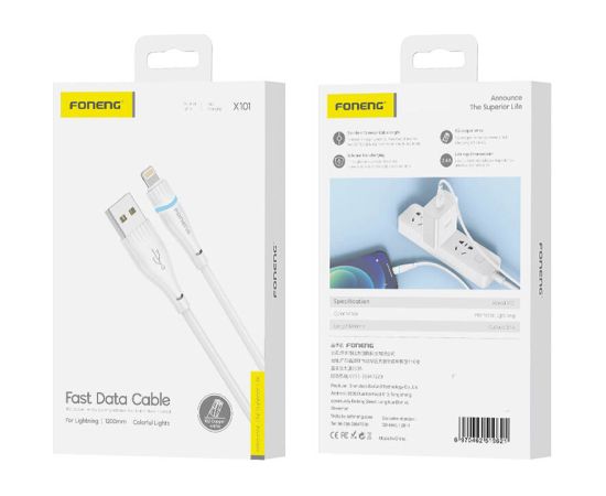 USB-A do Lightning Cable Foneng X101 2,4A, 1,2m (biały)