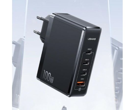 USAMS Ład. siec. 3xUSB-C+1xUSB GaN 100W T50 PD (only head) Fast Charging czarny|black CC163TC01 (US-CC163)