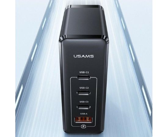 USAMS Ład. siec. 3xUSB-C+1xUSB GaN 100W T50 PD (only head) Fast Charging czarny|black CC163TC01 (US-CC163)