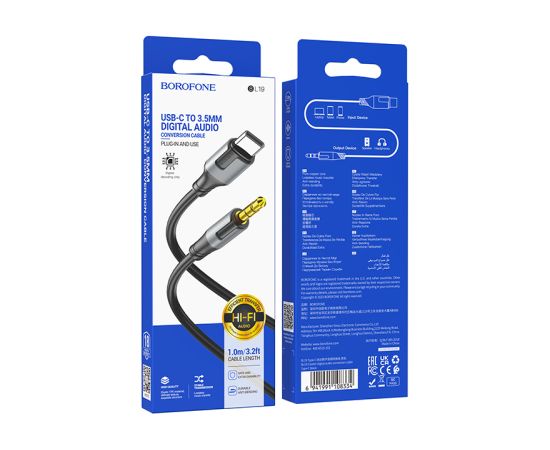 OEM Borofone Cable BL19 Creator - jack 3,5mm to Type C - 1 metre black