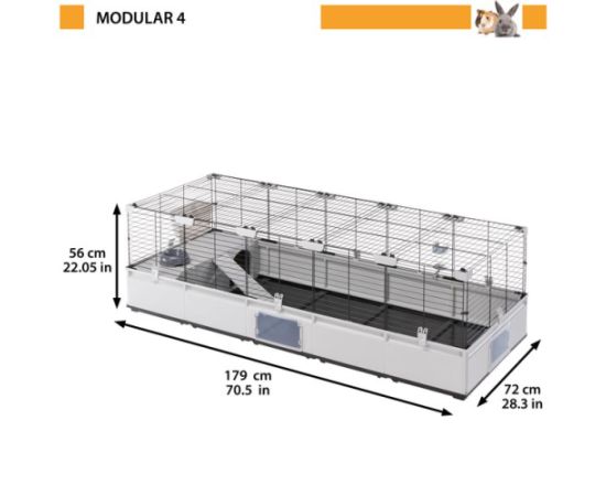 FERPLAST Modular 4 - cage for rabbit and domestic guinea pig - 179 x 72 x 56cm