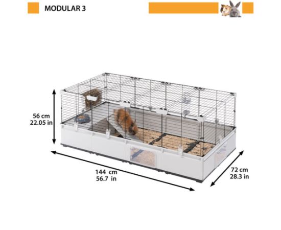 FERPLAST Modular 3 - cage for rabbit and domestic guinea pig - 144 x 72 x 56cm