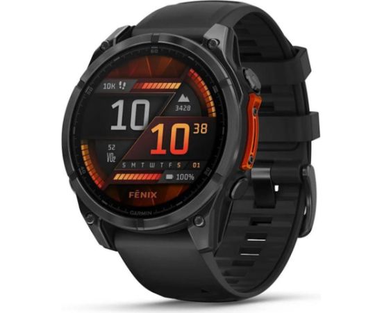 GARMIN Fenix 8 51mm Slate Gray with Black Silicone Band sporta pulkstenis