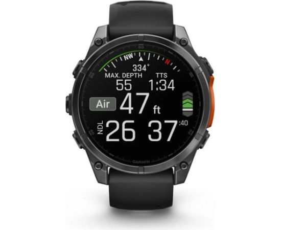 GARMIN Fenix 8 51mm Slate Gray with Black Silicone Band sporta pulkstenis