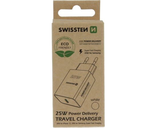 Swissten PD 3арядное устройство 25W USB-C (ECO PACK)