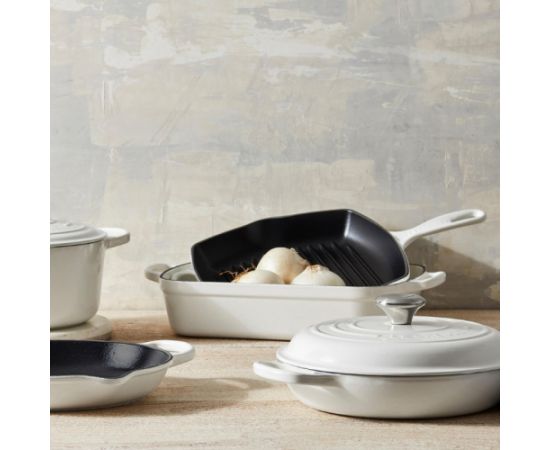 Le Creuset Сковорода-гриль чугунная квадратная 26х26см белая