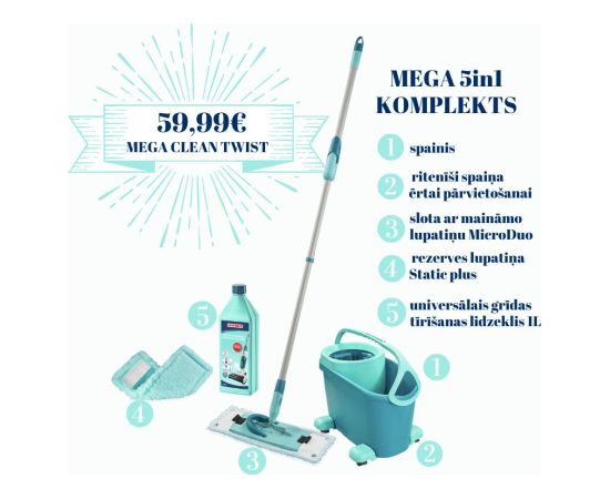 LEIFHEIT MEGA komplekts Clean Twist M Ergo