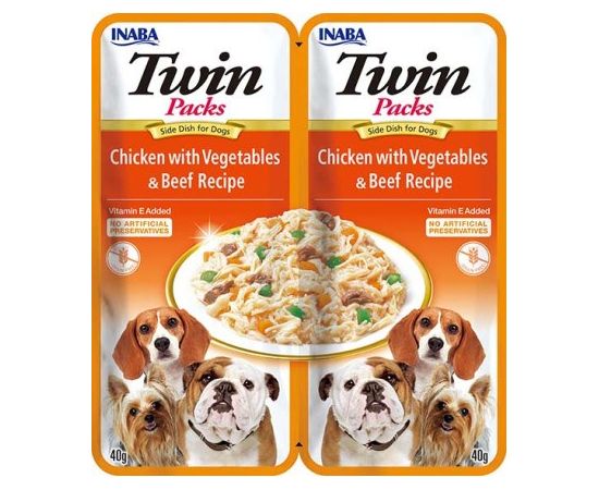 INABA Dog Twin Chicken with Vegetables and Beef in Broth – dog treat – 2x40g