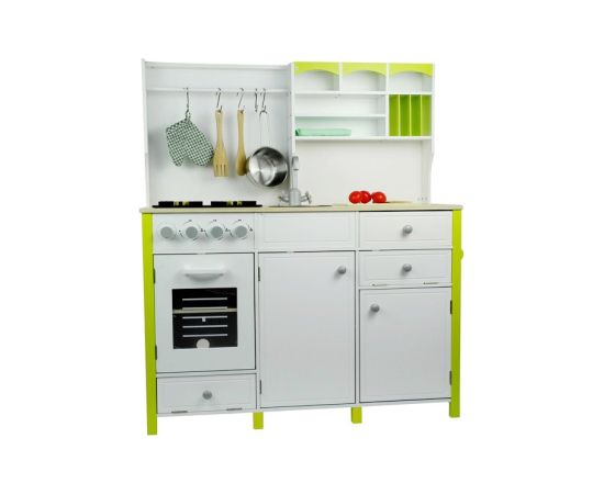 Import Leantoys Wooden Kitchen with an Oven and Accessories Green-White