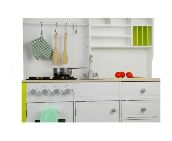 Import Leantoys Wooden Kitchen with an Oven and Accessories Green-White