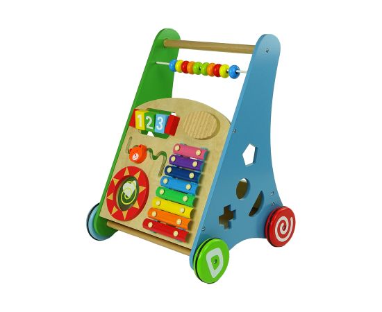 Import Leantoys Colourful Wooden Pushchair Geometric Figures Dulcimer Beads