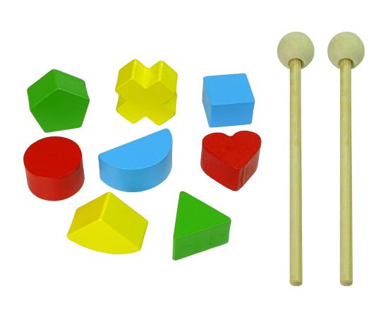 Import Leantoys Colourful Wooden Pushchair Geometric Figures Dulcimer Beads