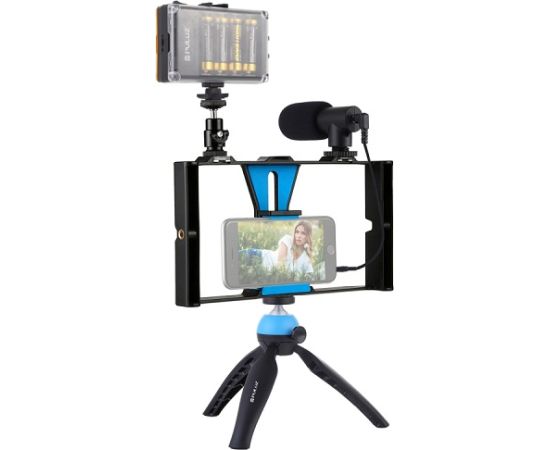 Puluz Blogging Smartphone Video Rig (LED Light, Tripod Mount, Phone Holder, Mic)