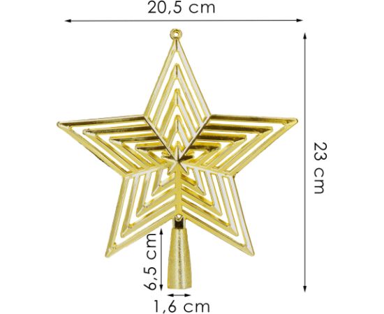 Верхушка для елки Springos CA1277 23 см золотая звезда