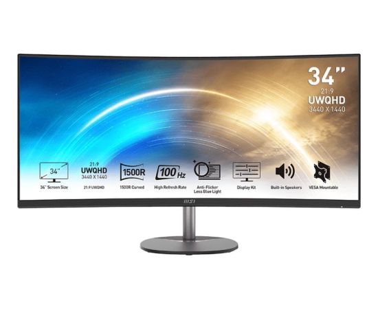 Monitor MSI MSI PRO MP341CQDE monitor komputerowy 86,4 cm (34") 3440 x 1440 px UltraWide Quad HD Czarny