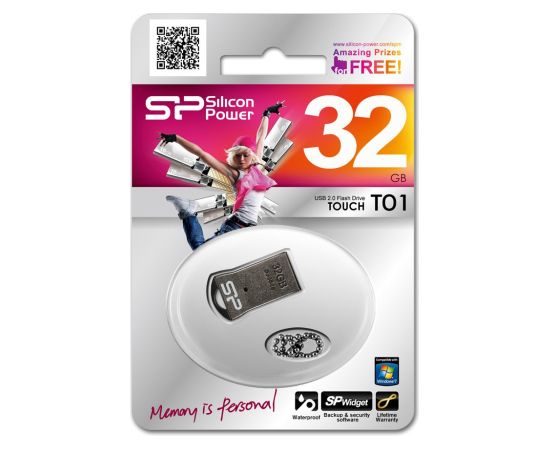 Pendrive Silicon Power 32GB Touch T01 USB 2.0 Black