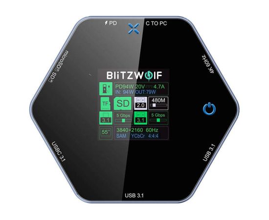 Blitzwolf 8in1 docking station BW-TH16 USB 100W LCD Smart Display