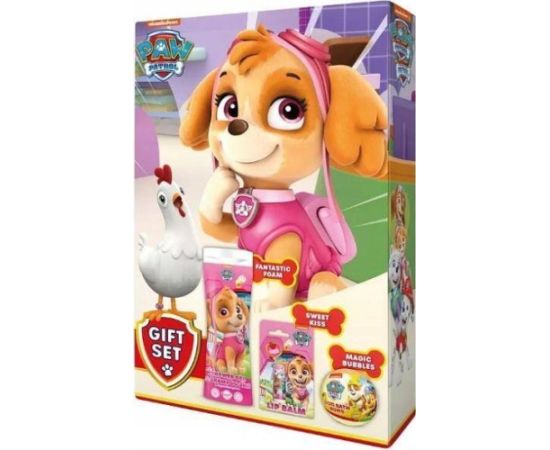 Paw Patrol Psi Patrol Skye zestaw kula do kąpieli 100g + balsam do ust 4.4g + żel pod prysznic 300ml