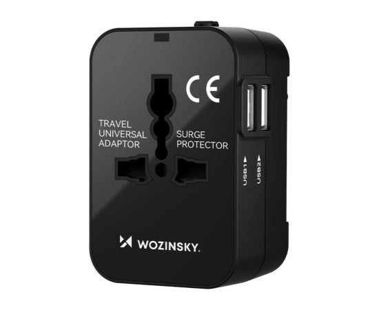 Wozinsky   Wozinsky WUTWC travel adapter universal 24W EU / US / AUS / UK / 2x USB-A - black