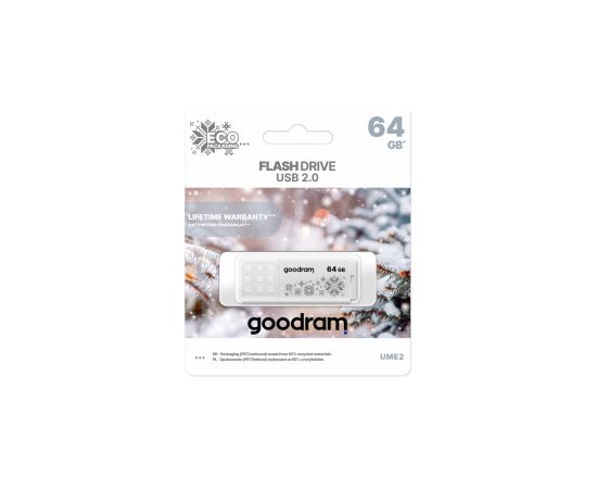 Zibatmiņa GoodRam USB UME2 64GB WINTER White