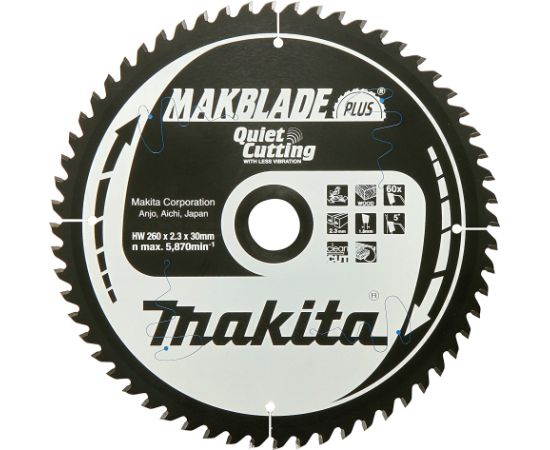 Makita Makblade Plus circular saw blade 260x30mm 60Z - B-32524