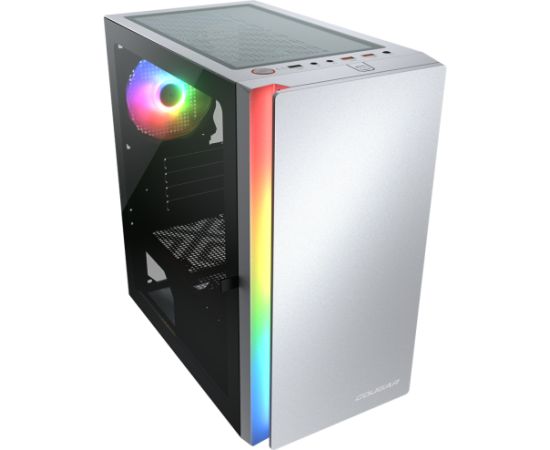 COUGAR | Purity RGB White | PC Case | Mini Tower / TG Front Panel with ARGB strip / 1 x ARGB Fan / 3mm TG Left Panel