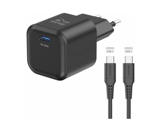 Swissten Tīkla Lādētājs GaN USB-C 20W PD + Datu kabelis USB-C-USB-C 1.2m