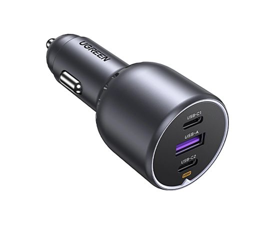 Автомобильное зарядное устройство Ugreen EC705 мощностью 130 Вт 2x USB-C 1x USB-A - серый