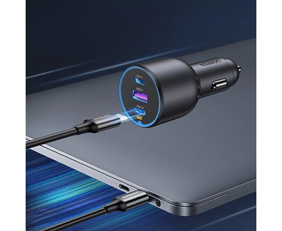 Автомобильное зарядное устройство Ugreen EC705 мощностью 130 Вт 2x USB-C 1x USB-A - серый