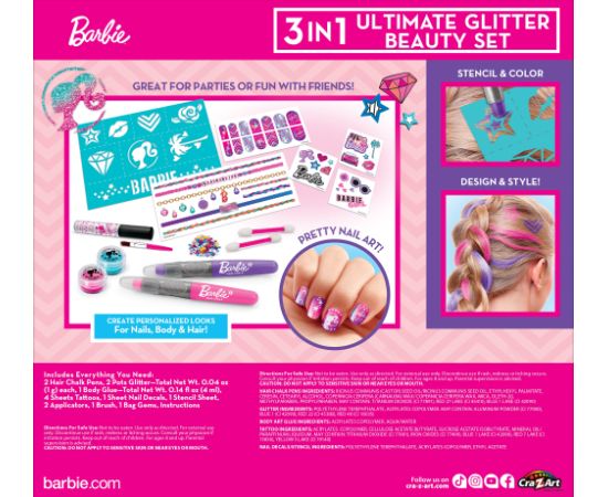 Mattel BARBIE Комплект для макияжа "3 in 1 Ultimate Glitter"