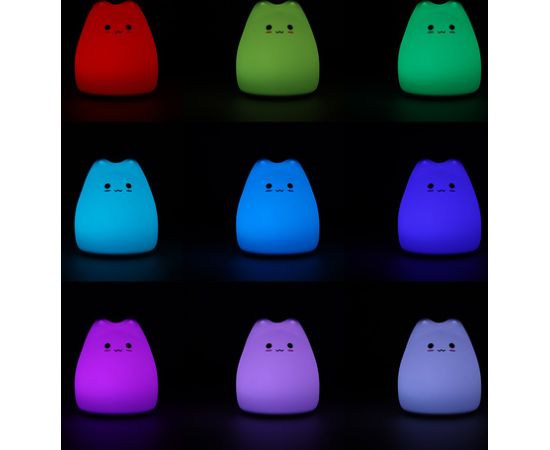 Silikona nakts lampa CAT (RGB) KX4597 [A]