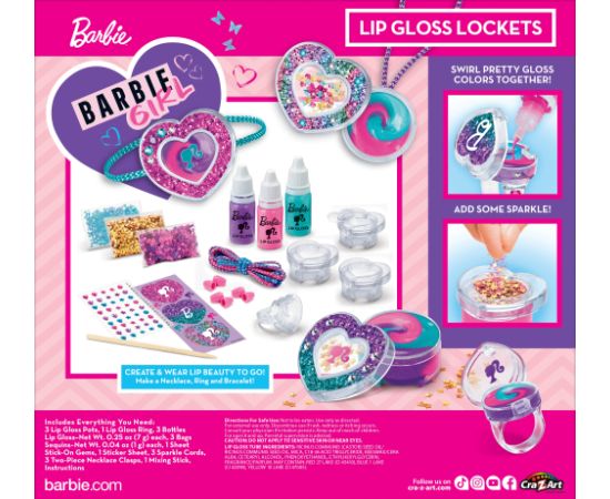 Mattel BARBIE Kosmētikas komplekts Lip Gloss Lockets set Sparkling Sweet Heart