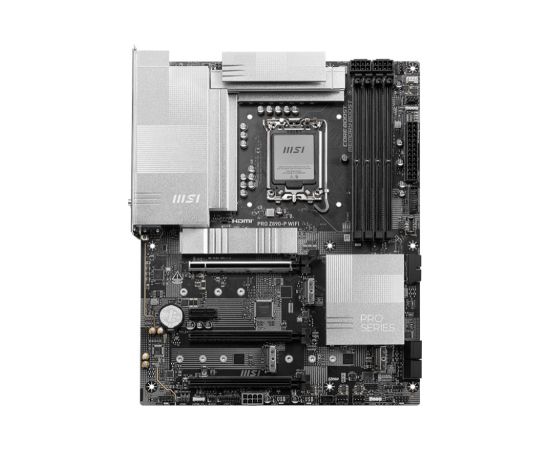 Mainboard MSI Intel Z890 LGA1851 ATX Memory DDR5 Memory slots 4 1xPCI-Express 4.0 1x 2xPCI-Express 4.0 4x	 1xPCI-Express 5.0 16x 4xM.2 1xHDMI 1xDisplayPort 4xUSB 2.0 3xUSB 3.2 1xUSB-C 1xUSB-C w/Thunderbolt 1xPS/2 1xRJ45 3xAudio port PROZ890-PWIFI