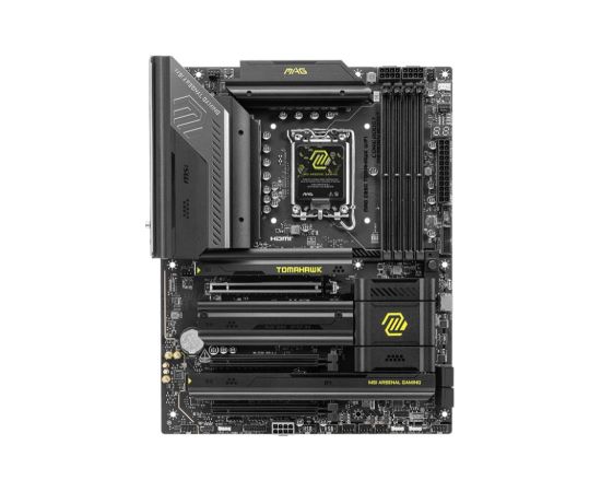 Mainboard MSI Intel Z890 LGA1851 ATX Memory DDR5 Memory slots 4 2xPCI-Express 4.0 4x	 1xPCI-Express 5.0 16x 4xM.2 1xHDMI 4xUSB 2.0 3xUSB 3.2 1xUSB-C 2xUSB-C w/Thunderbolt 1xOptical S/PDIF 1xRJ45 2xAudio port MAGZ890TOMAHAWKWIFI