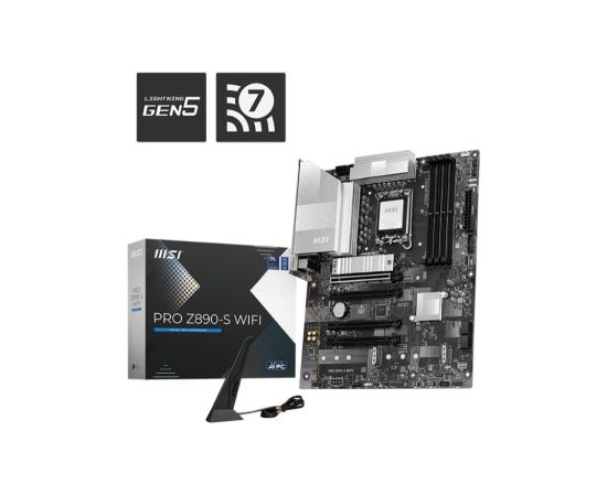 Mainboard MSI Intel Z890 LGA1851 ATX Memory DDR5 Memory slots 4 1xPCI-Express 3.0 1x 2xPCI-Express 4.0 4x	 1xPCI-Express 5.0 16x 3xM.2 1xHDMI 1xDisplayPort 4xUSB 2.0 2xUSB 3.0 1xUSB-C 1xUSB-C w/Thunderbolt 3xAudio port PROZ890-SWIFI