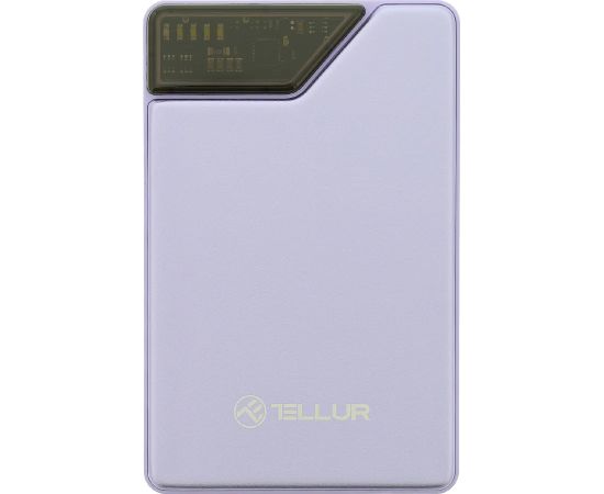 Tellur Power Bank 10000mAh, USB-C + Lightning cables built-in  purple