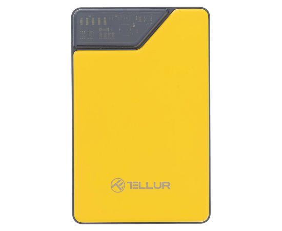 Tellur Power Bank 10000mAh, USB-C + Lightning cables built-in  yellow