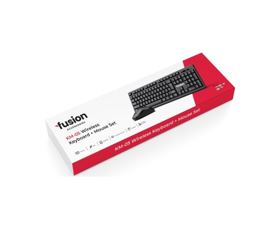 Fusion KM-05 bezvadu tastatūra + pele melna (ENG | RUS)