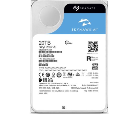 Seagate SkyHawk AI 20 TB internal hard drive 12 TB 7200 RPM 512 MB 3.5" Serial ATA III