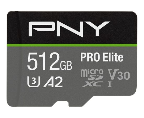 Pny Technologies PNY PRO Elite MicroSDXC 512 GB Class 10 UHS-I/U3 A2 V30 (P-SDUX512U3100PRO-GE)